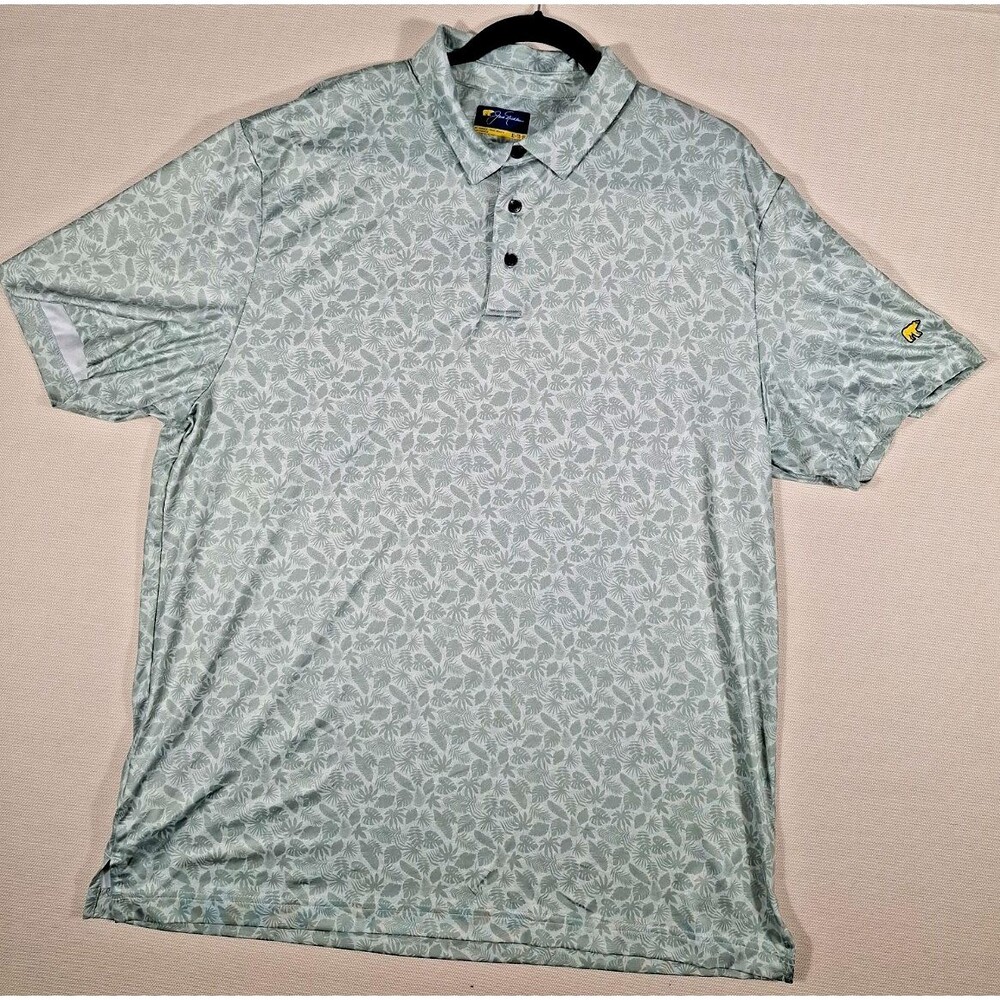 Jack Nicklaus Men's XL Short Sleeve All-Over Tropical Leaf Print Polo Golf Shirt